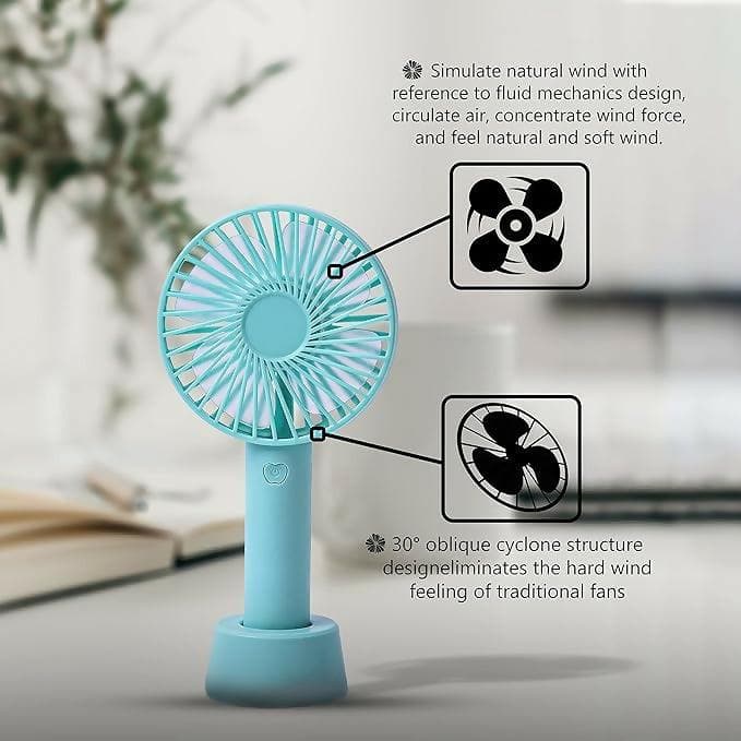 Mini Portable USB Hand Fan | Rechargeable Battery (Blue) - HalfPe