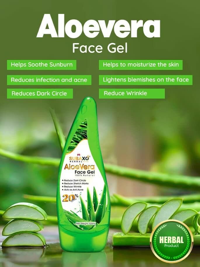 SUBAXO Aloe Vera Herbal Face Gel (120ml, Pack of 2) - HalfPe