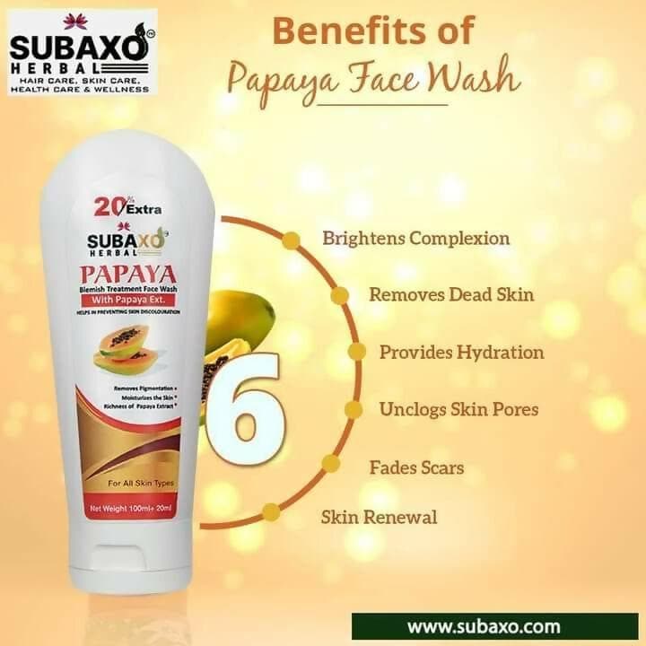 SUBAXO Red Onion Herbal Hair Wash (200ml) and Papaya Herbal Face Wash (120ml)Combo - HalfPe