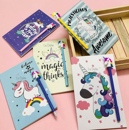 Unicorn Theme Diary With Gel Pen (Pack Of 5) - HalfPe