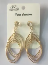 Trendy Gold Plated Big Multiple Hoops in One Long Earring collectivezone