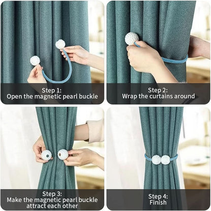 Polyester & Magnet Curtain Set – 2 Pcs Magnetic Window Curtains