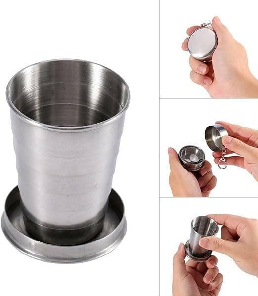 Smart MAll Mini Outdoor Folded Stainless Glass (250 ML) - HalfPe