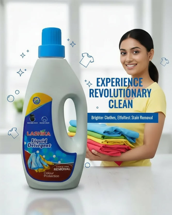 Lashika Liquid Detergent – Advanced Stain Removal with Colour Protection (1 L) Mahathi Enterprises
