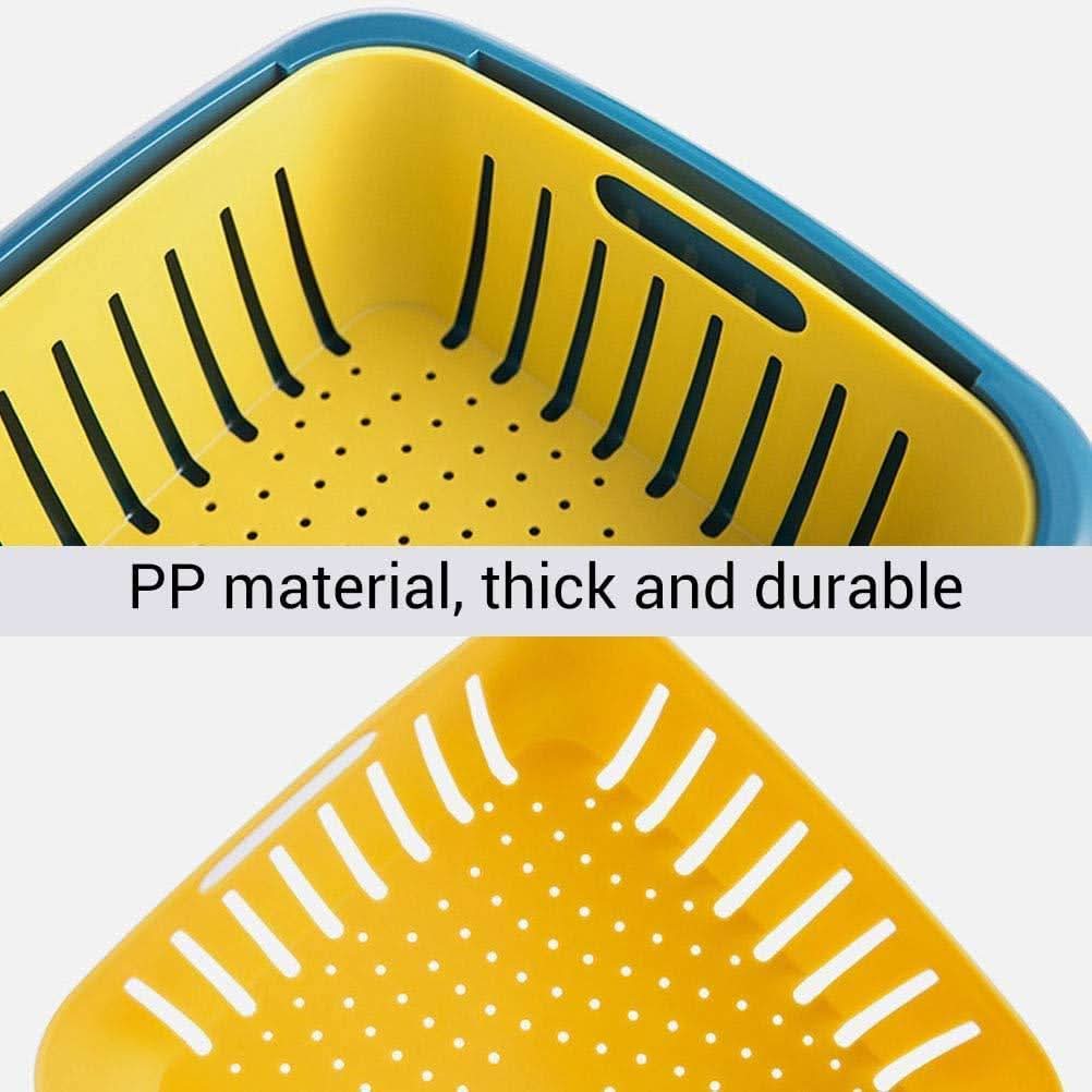 Double Layer Collapsible Food Drainer Basket with Strainers