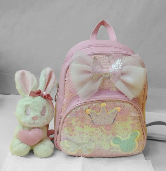 Cute Mini Sequence Bow Backpack (Multicolour) - HalfPe