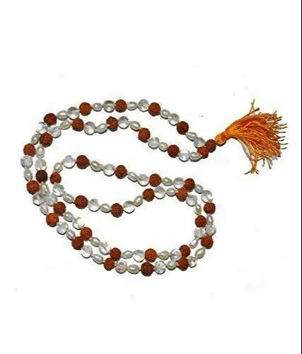Rudraksha Moti Spatikam Mala (Pearl, Crystal & Rudraksha Necklace)