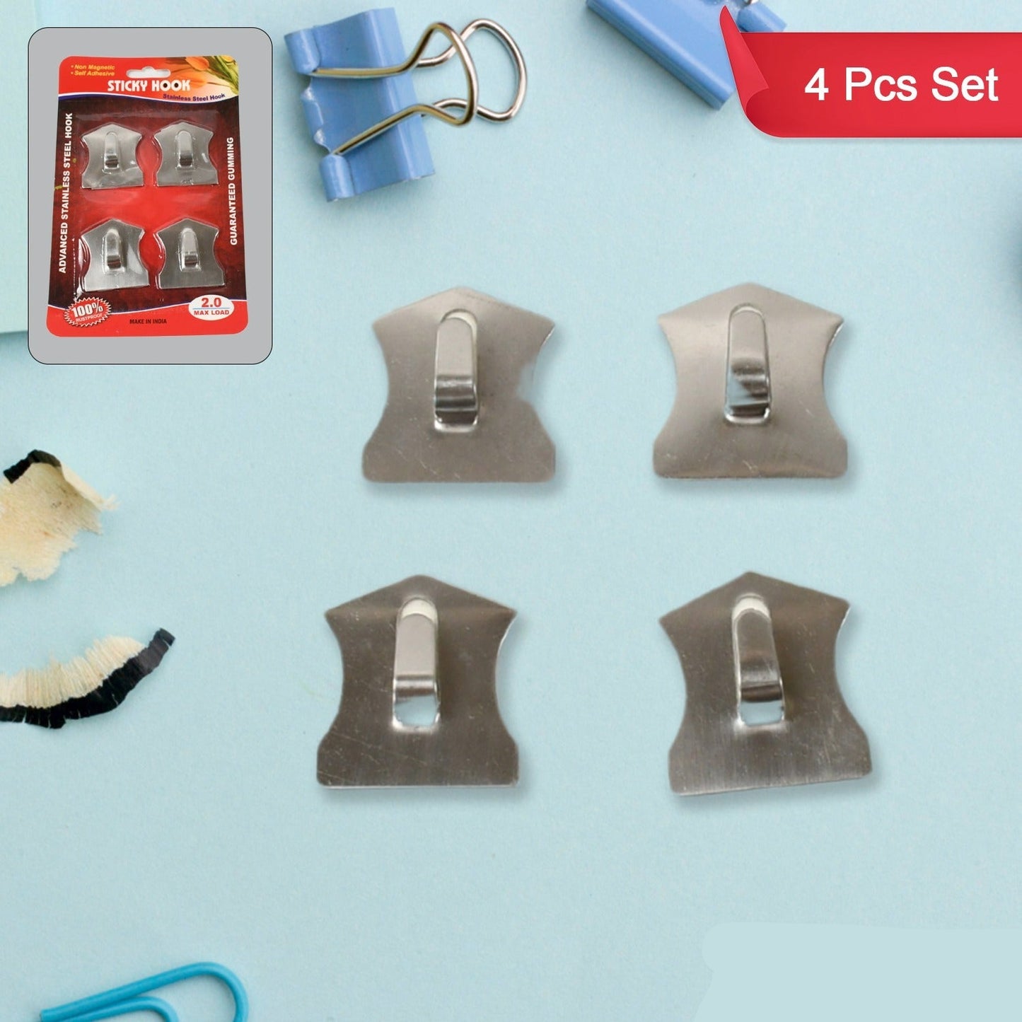 Self- Adhesive Hooks Heavy Duty Wall Hooks Hangers Stainless Steel Waterproof Sticky Hooks For Hanging Robe Coat Towel Kitchen Bathroom And.