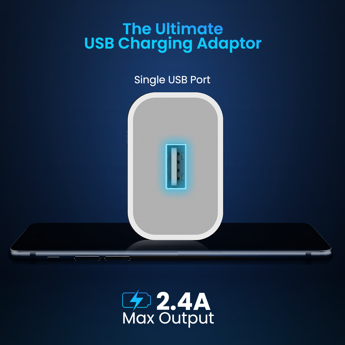 Portronics Adapto 12 12W 2.4A Fast Wall Charger with Single USB Port for Smartphones & USB Devices – White