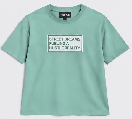 HUSTLE Men's Crew Neck Oversized Tees - Sage Mint Green