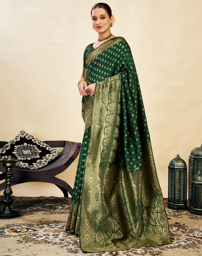 Elegant Banarasi Silk Blend Saree with Woven Design and Unstitched Blouse