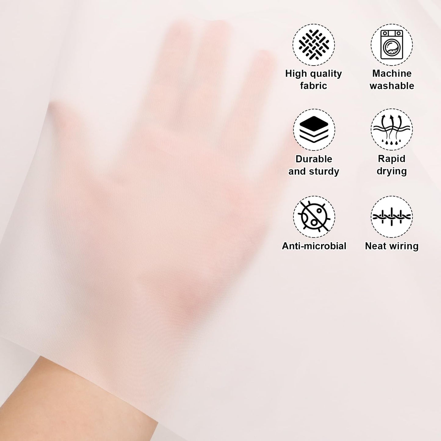 Waterproof Anti-Mildew Frosted Shower Curtain with Privacy Finish & Hanging Rings (Standard Fit / 51×79 Inch)