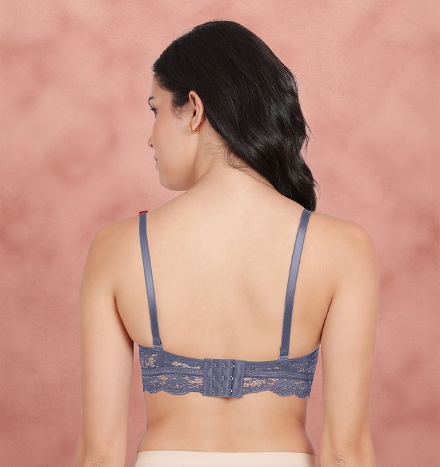 Susie 3/4th coverage Azurine Blue Lace Bottom Adjustable MultiwayDetachable Padded Wired Bra