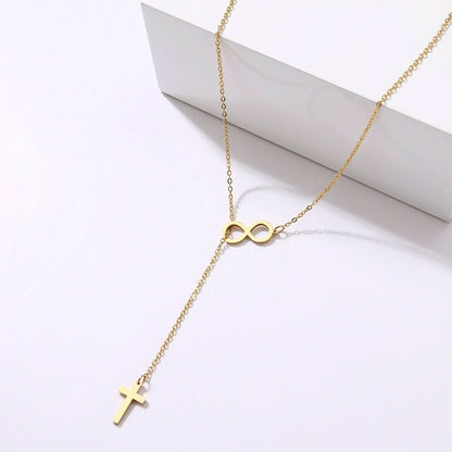 Faith & Protection: Infinity Cross, Hamza, and Dual Infinity Gold Necklace Set of 3