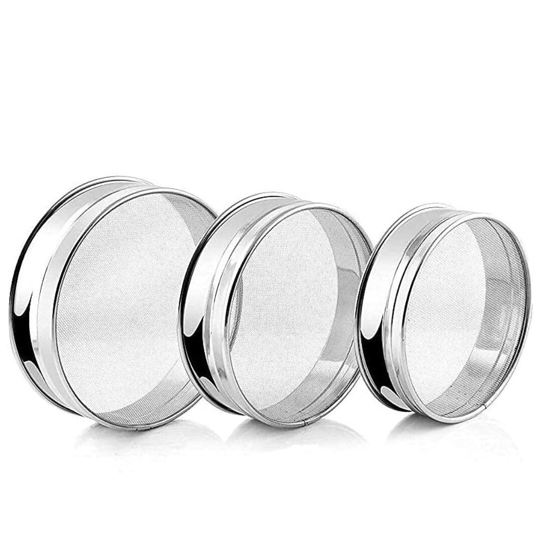 SHINI LIFESTYLE Stainless Steel Flour Chalni, Spices, Food Strainers (Pack of 3) - HalfPe