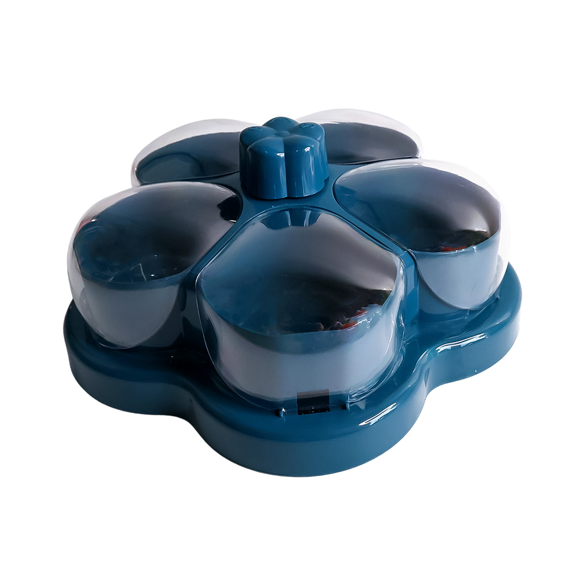 Lotus Shape Rotating Dry Fruit & Snack Organizer Box with Compartments – Multi-Section Candy Nut Storage Container with Lid (1 Pc)