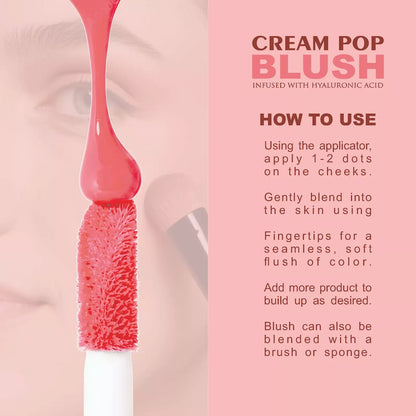 Love Earth Cream Pop Blush - Aster| Hyaluronic Acid | Smooth, Lightweight, Long-Lasting | Dewy Finish, Easily Blendable| Everyday Natural Glow | Suitable for All Skin Types -2ML
