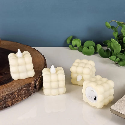 Decorative LED Bubble Candles – Flameless Tealight Candles with Warm Glow for Home(4 Pc  Set)