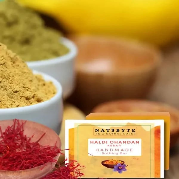 The Earth Trading Handmade Haldi Chandan Soap for Bath (120g) Natsbyte The Earth Trading company