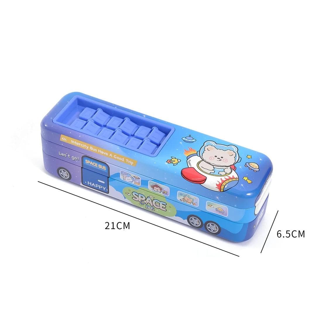 Classy And Fancy space Bus Pencil Box (Blue) - HalfPe