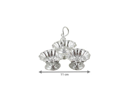 Silver Plated Big Three-in-One Flower Jod Kamal - HalfPe