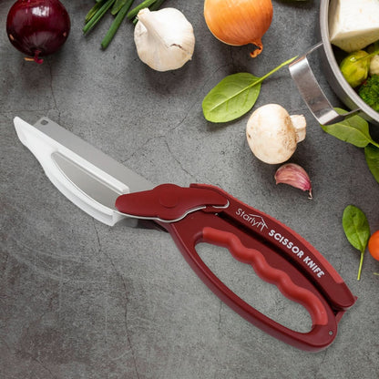 Multifunction Kitchen Scissor Knife – With Built-In Chopping Board (1 Pc)