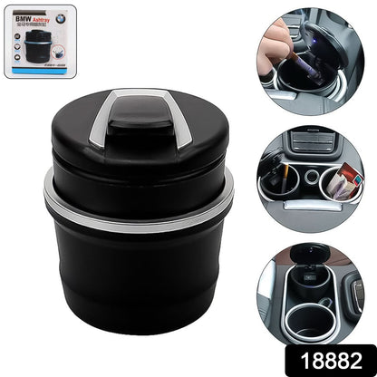 Portable Car Ashtray With Lid And Blue Led Light (1 Pc  With Color Box)