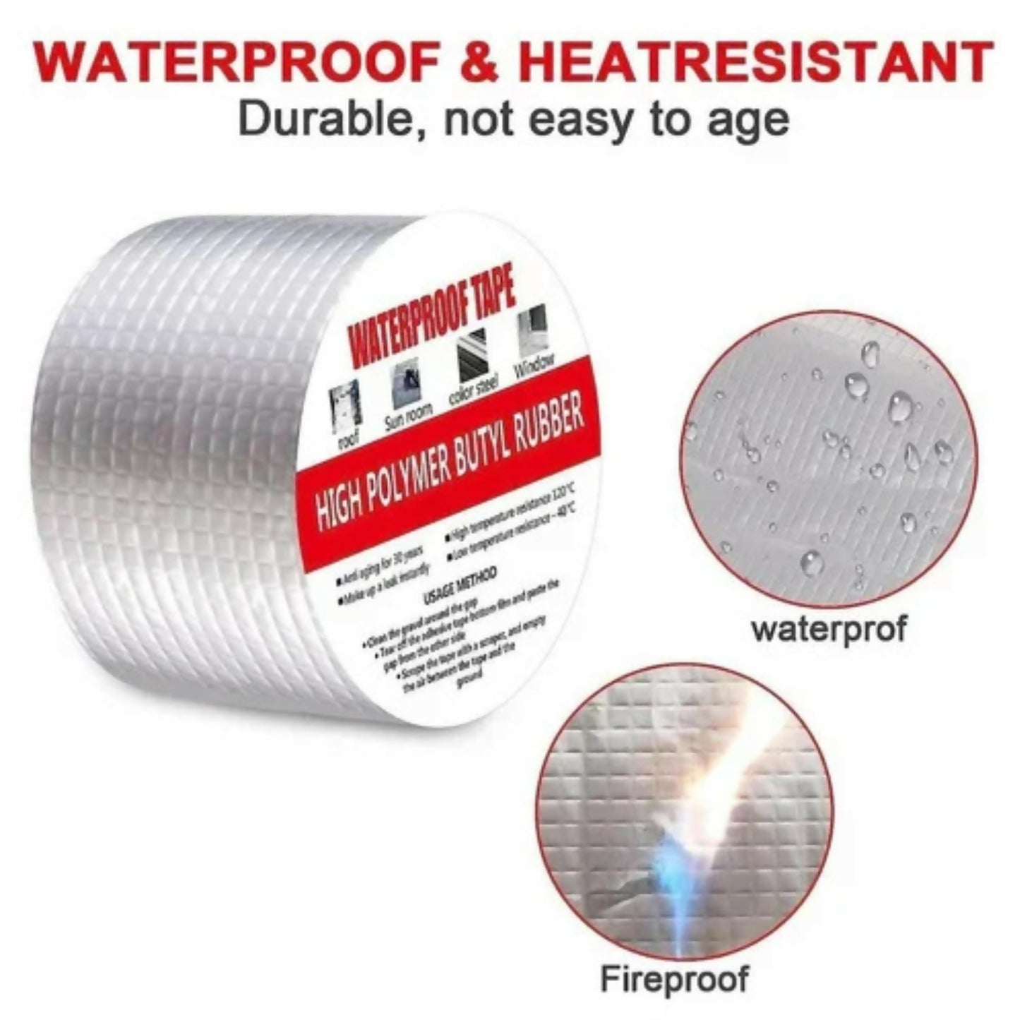 Premium Aluminum Waterproof Adhesive Tape 2 Inch x 5 Meter Silver Foil Sealing Tape for Leak Repairs & Insulation (Set of 1)