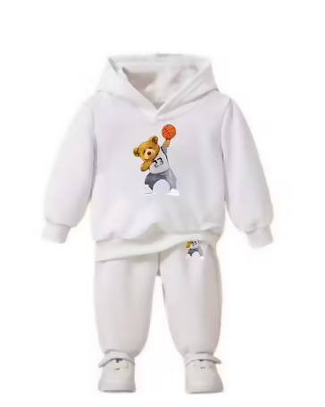 Kids Printed Hoodie & Bottom Wear Set Luck Fashion