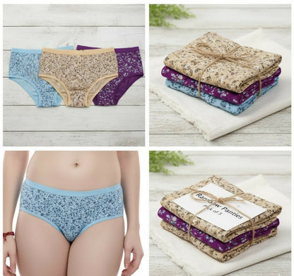 Rambow Women’s Floral Print Cotton Panties – Pack of 3 (Multicolor)