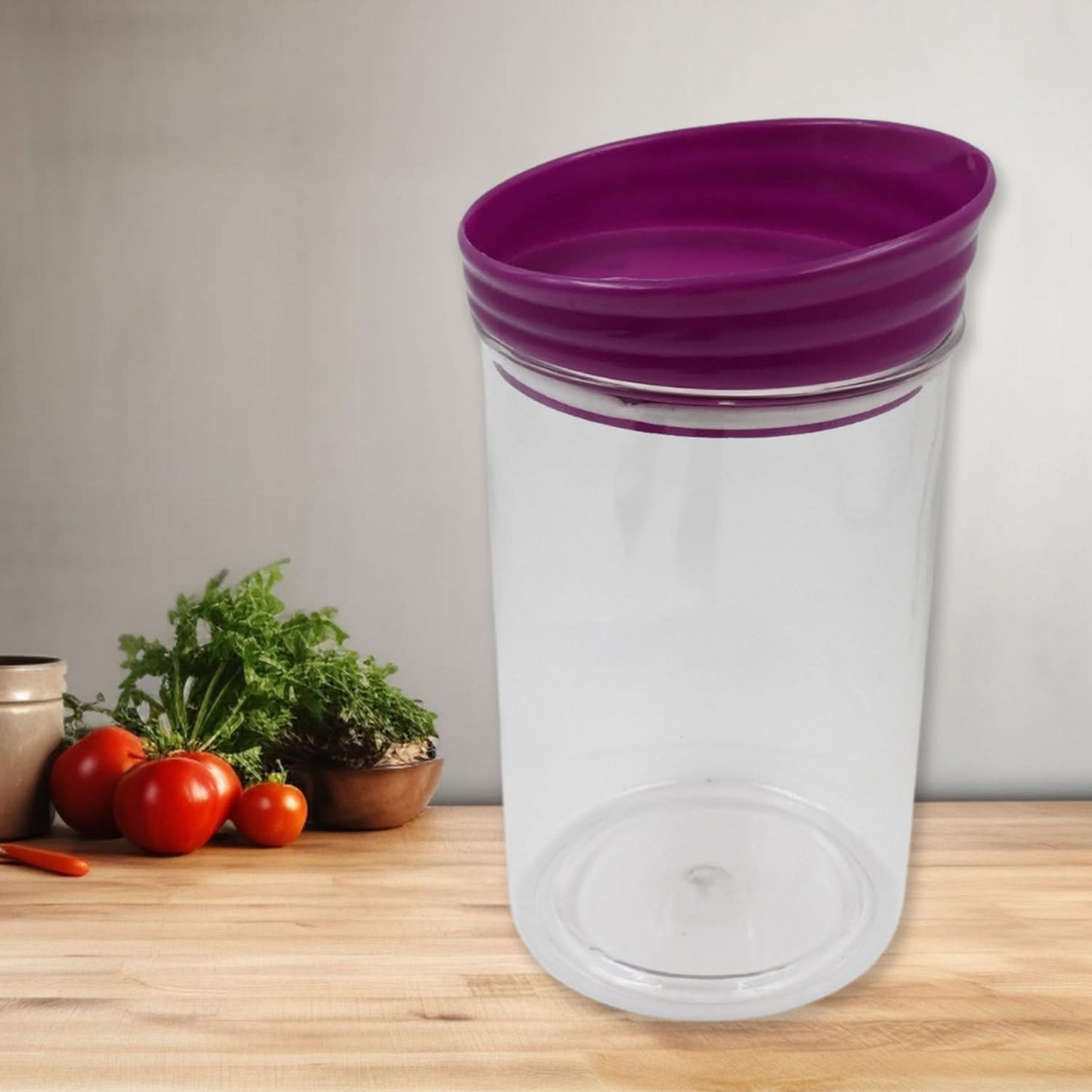 Airtight Kitchen Food Storage Containers – 1200ml Plastic Jar Set (2 Pc, Transparent)