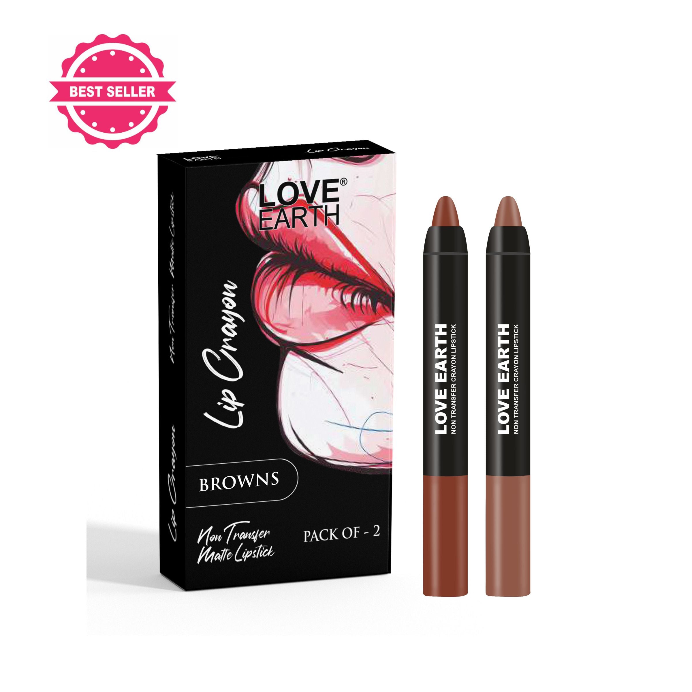 Love Earth Lip Crayon Non-Transfer Lipstick Browns - Pack Of 2