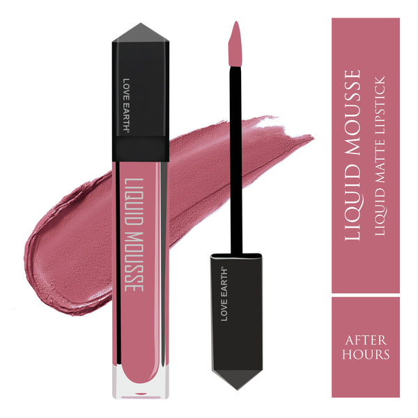 Love Earth Liquid Mousse Lipstick - After Hours Matte Finish | Lightweight, Non-Sticky, Non-Drying,Transferproof, Waterproof | Lasts Up to 12 hours with Vitamin E-6ml