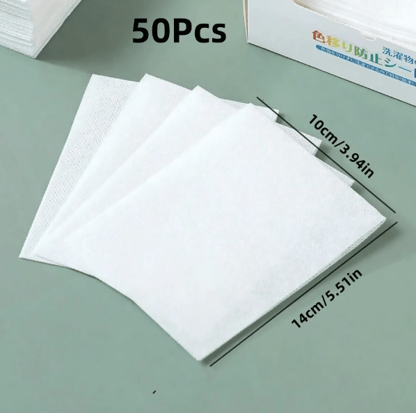 50Pcs Set Non-Woven White Anti-Color Run Laundry Paper For Washing Machine, Prevent Clothes - HalfPe