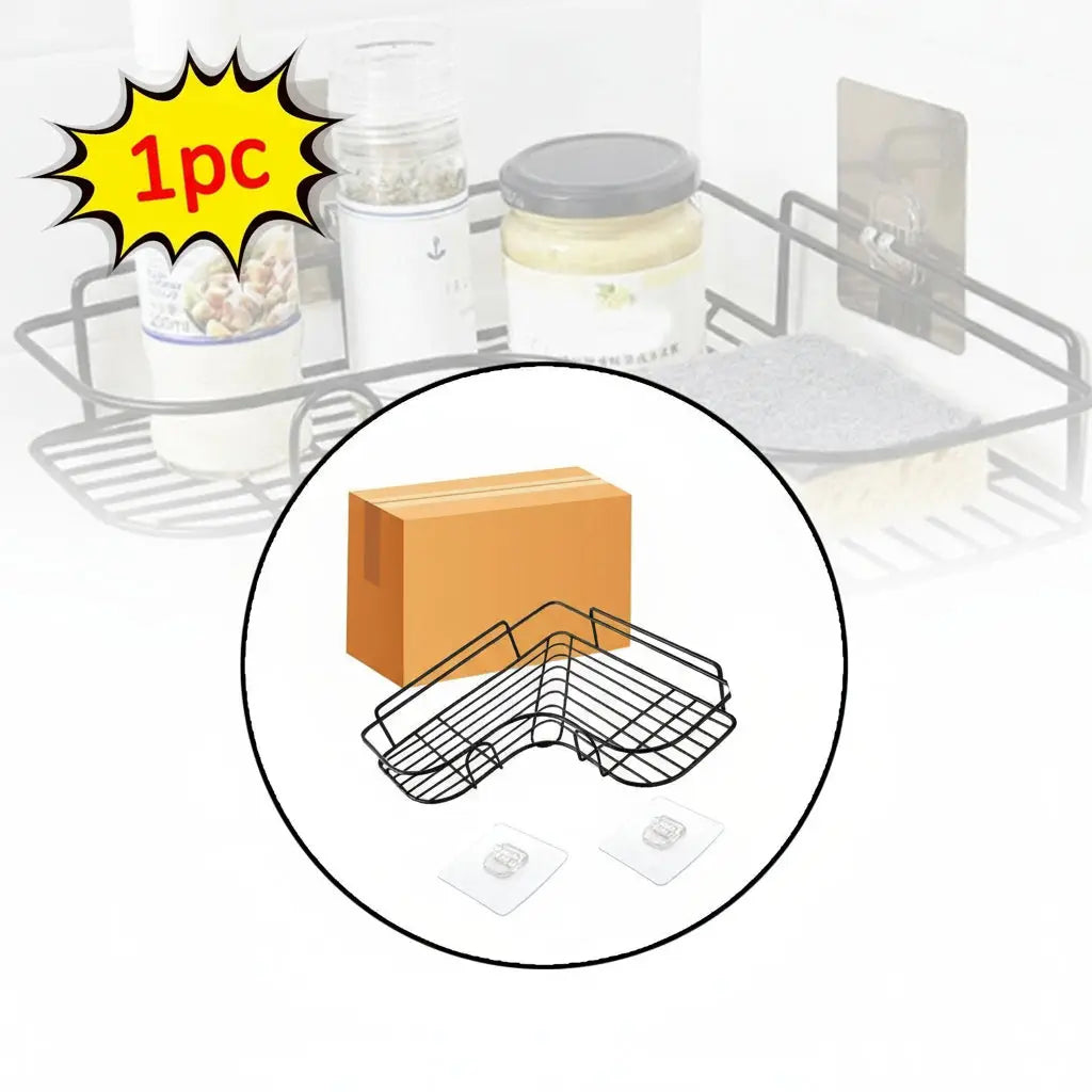 Self-adhesive Kitchen-bathroom Corner Shelf Organiser Storage Rack HP DD