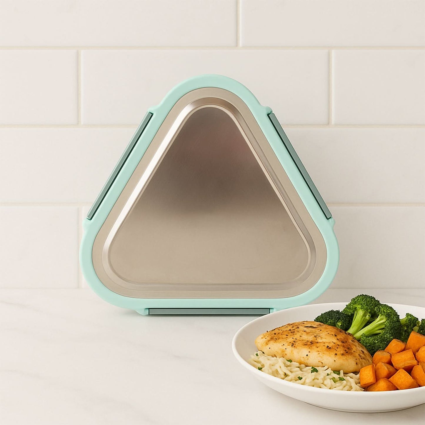 Ganesh Trinity 2-Piece Stainless Steel Triangle Lunch Box Set