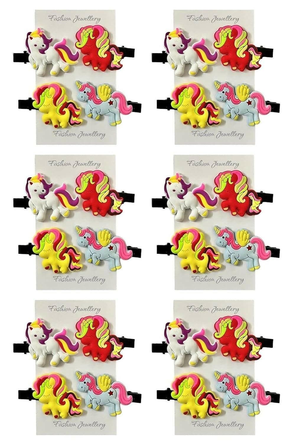 Unicorn Theme Hair Clips (Pack Of 9) - HalfPe