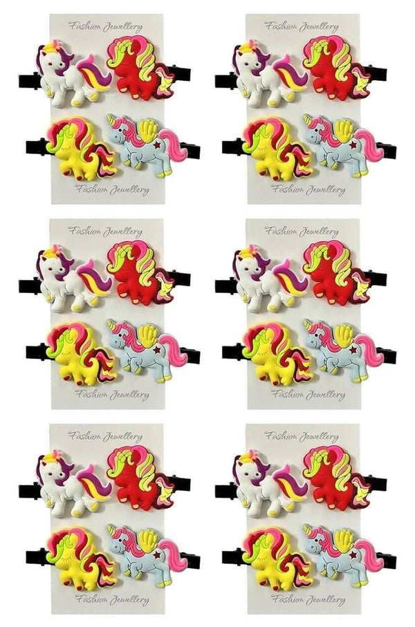Unicorn Theme Hair Clips (Pack Of 9) - HalfPe