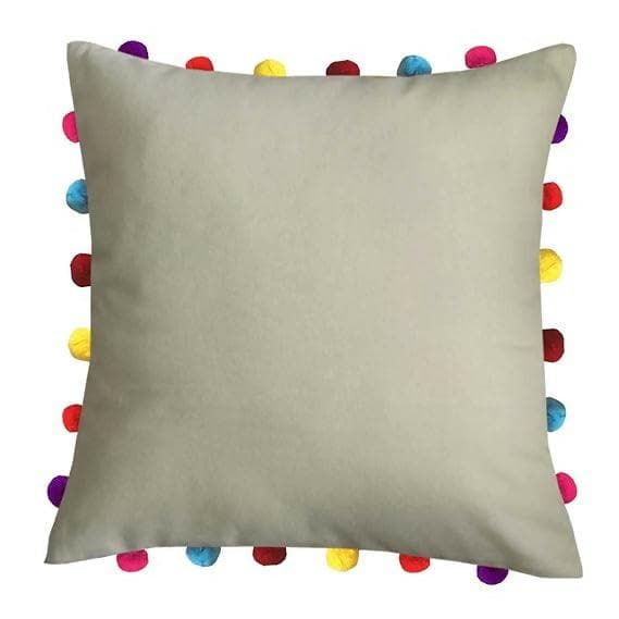 Lushomes Cushion Cover 24x24, Boho Cushion Covers, Sofa Pillow Cover, Cushion Covers with Tassels, Cushion Cover with pom pom (24x24 Inches (Multicolour) - HalfPe