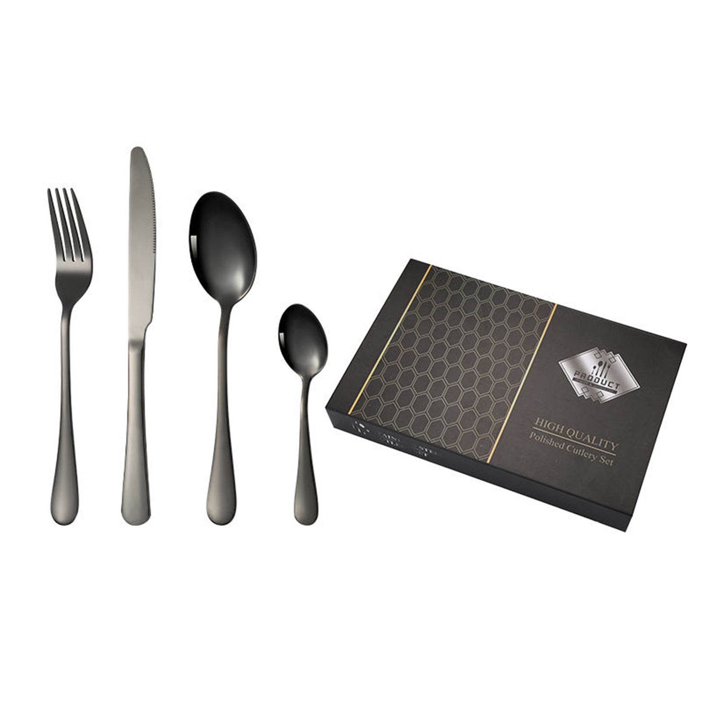 24 Pc Premium Stainless Steel Polished Cutlery Set – Elegant Dinnerware Set with Spoons, Forks & Butter Knife in Luxury Gift Box for Home