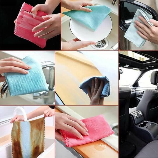 P-PLUS INTERNATIONAL Nanoscale Cleaning Cloths , Kitchens and Cars (Pack of 10 - Random Color) - HalfPe