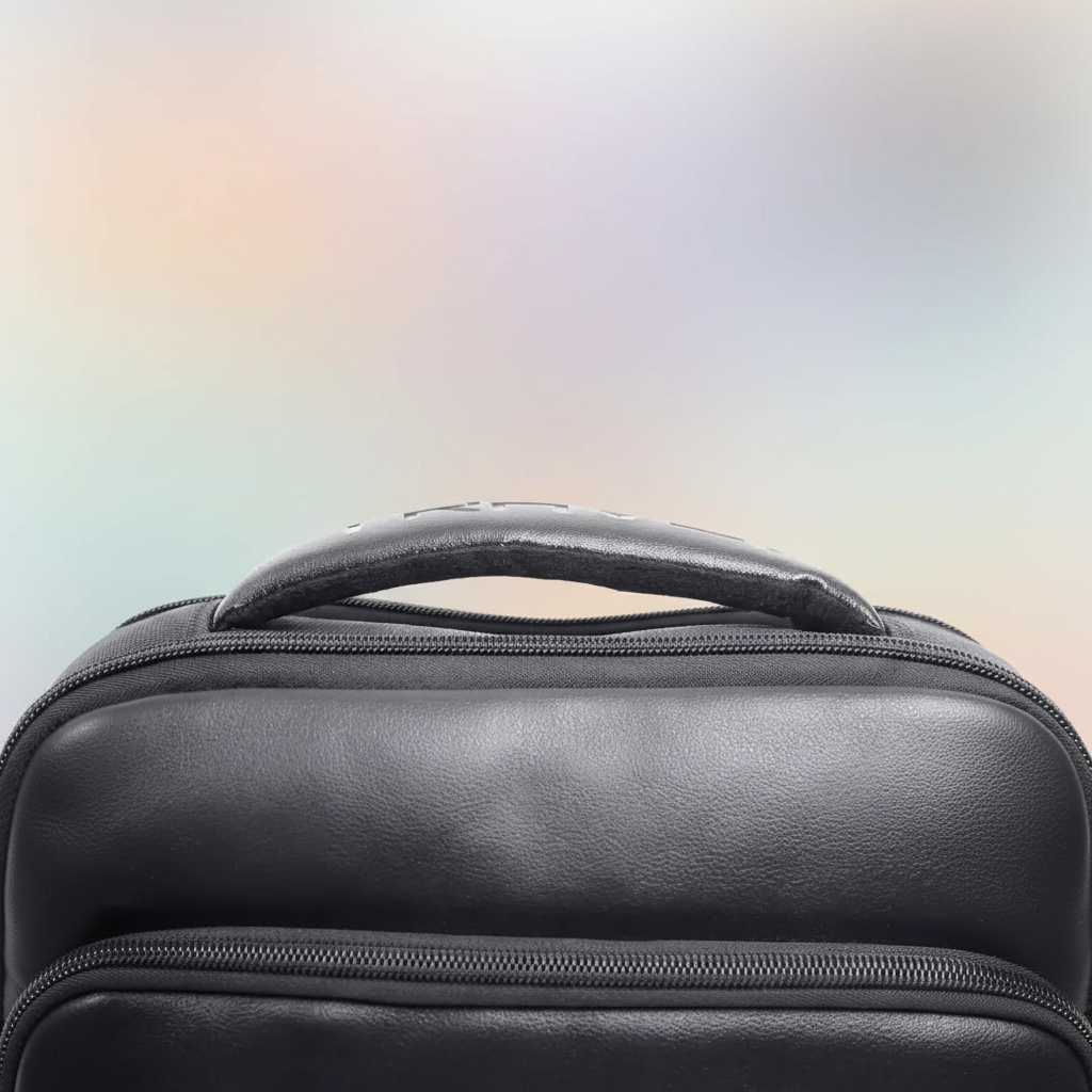 Luxurious Leatherette Travel Backpack with Padded Back for Unisex( Black ) SUPER