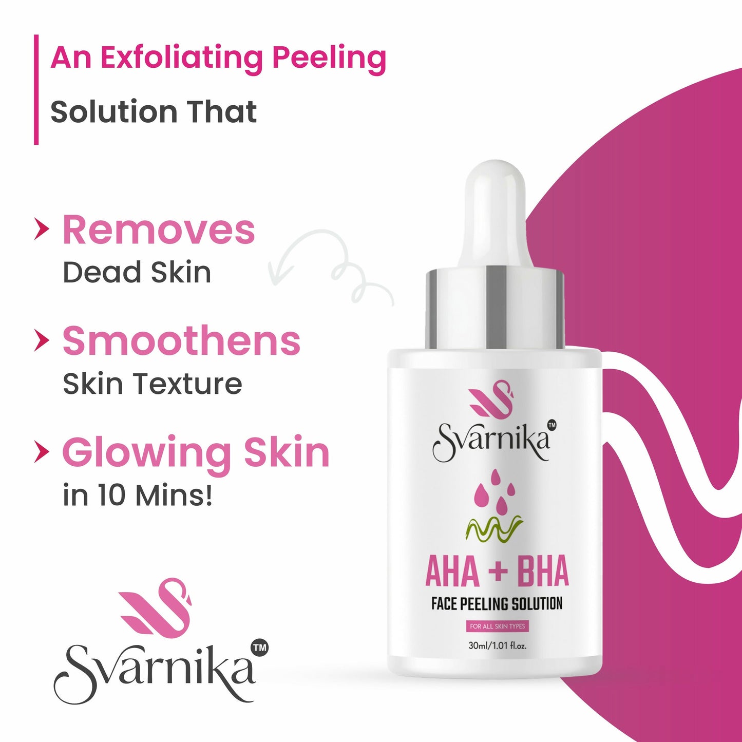 SVARNIKA AHA + BHA Face Peeling Solution Serum for Skin Texture Improvement & Dead Skin Removal (30 ml) Svarnika