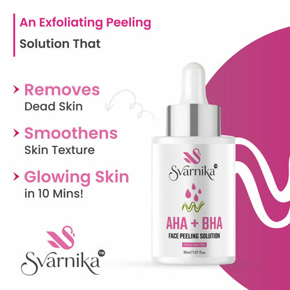 SVARNIKA AHA + BHA Face Peeling Solution Serum for Skin Texture Improvement & Dead Skin Removal (30 ml) Svarnika