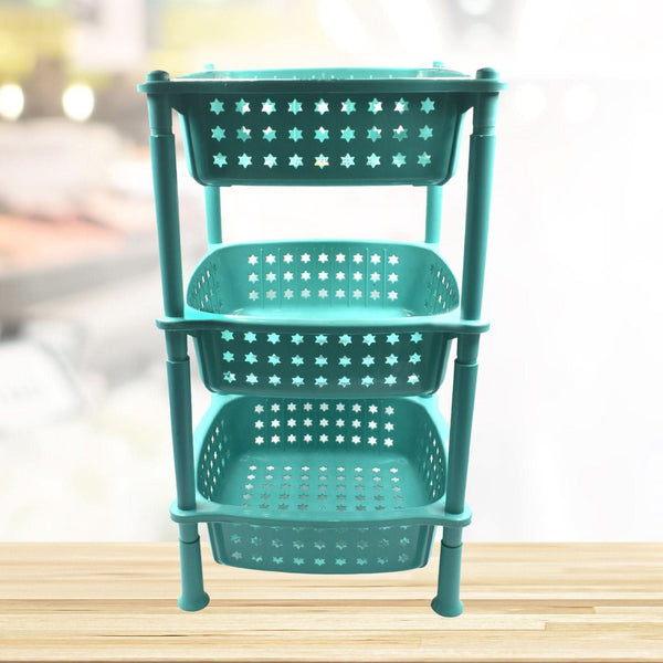 3-Layer Kitchen Storage Basket Rack – Foldable & Detachable Organizer