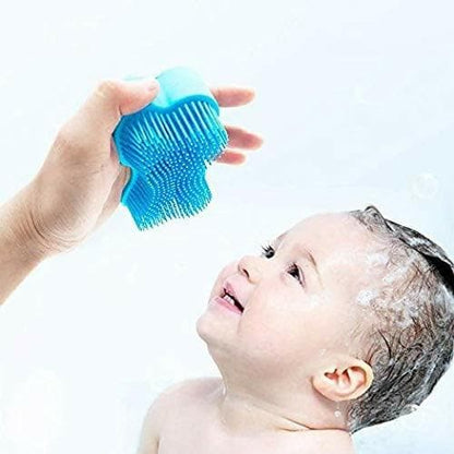 Soft Silicone Baby Shower Body Scrubber (Blue) - HalfPe