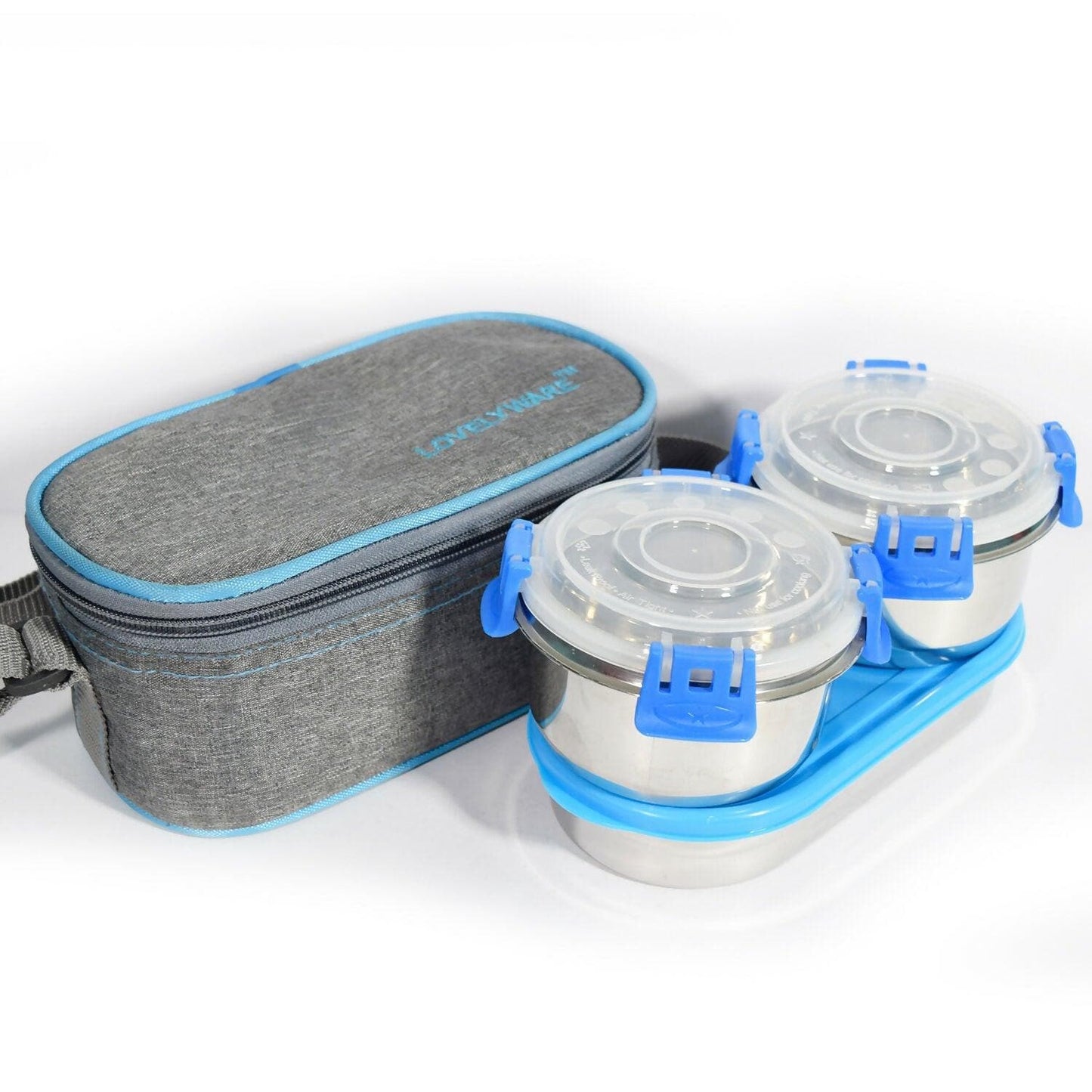 Fresh Lunch Container Smartlock Pack Of 3 With Oval Tray With Bag 500ml (400ml *2 ) - HalfPe