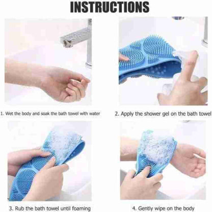 Silicone Body Back Scrubber Double Side Bathing Brush For Skin Deep Cleaning