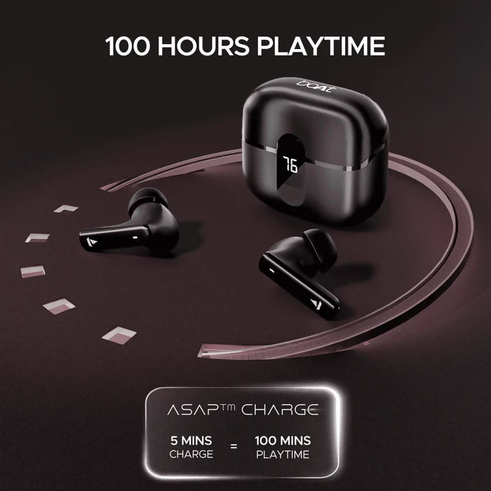 boAt Airdopes 318 Plus Bluetooth without Mic (Active Black, In the Ear)