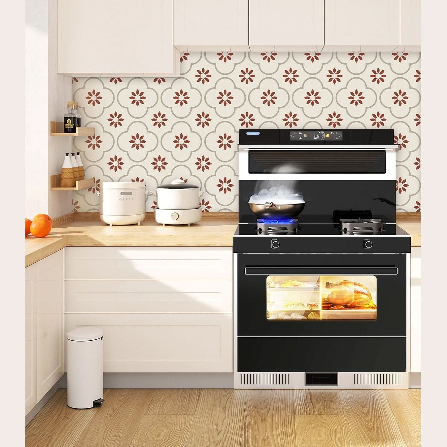 Detachable Peel & Stick Tiles for Kitchen & Bathroom Waterproof Wall Decoration Set